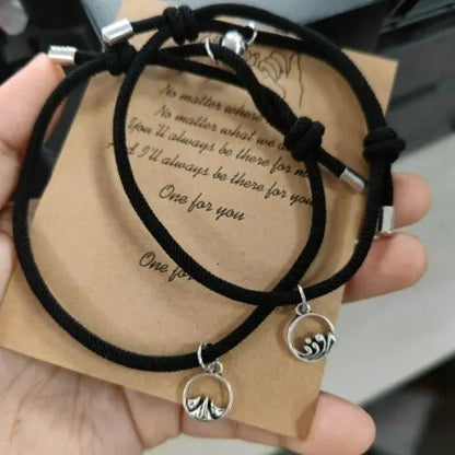 2Pcs Heart Rope Bracelet Friendship Lover Couple Rope Card Jewellery Gifts Angel Wishes