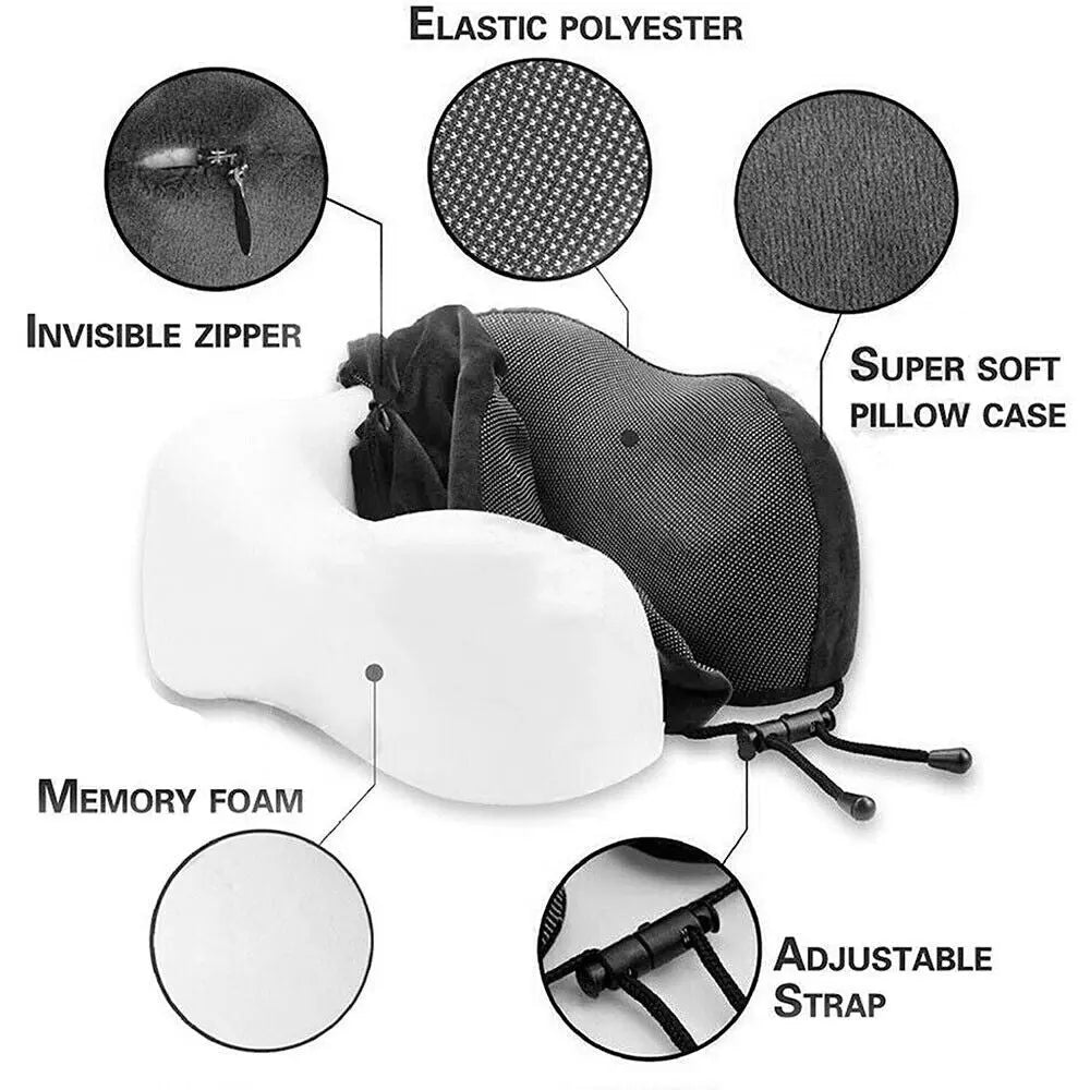 Memory Foam Travel Pillow Neck Support Cushion Without Carry Bag Ear Plugs Mask Angel Wishes
