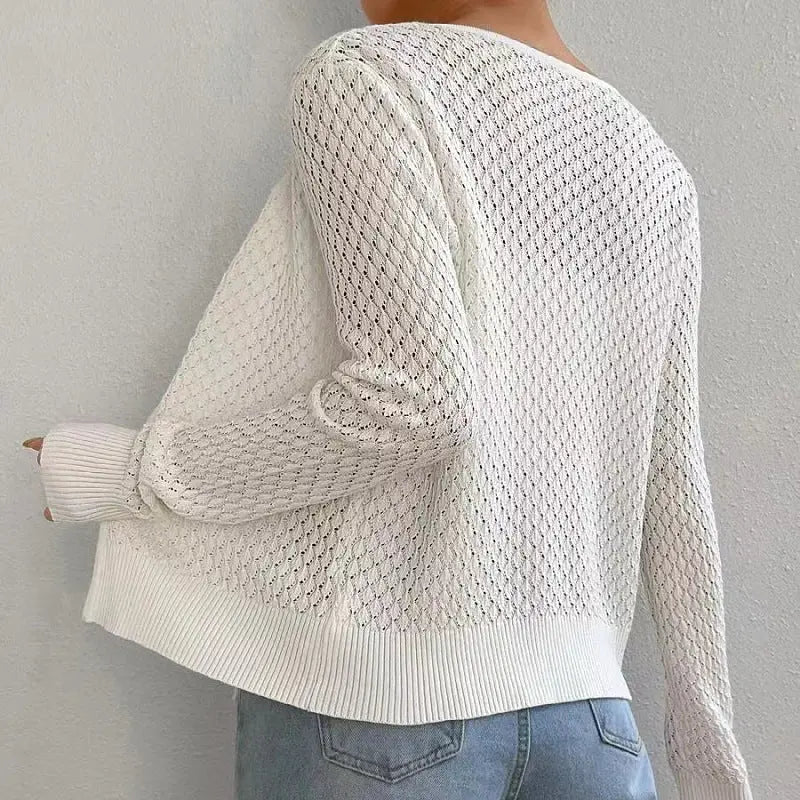 Women's New Lace-up Hollow Long Sleeve Knitted Cardigan Coat Angel Wishes