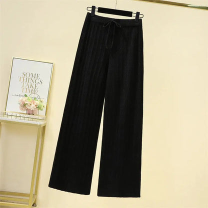 Elastic High Waist Knitted Wide-leg Trousers Angel Wishes