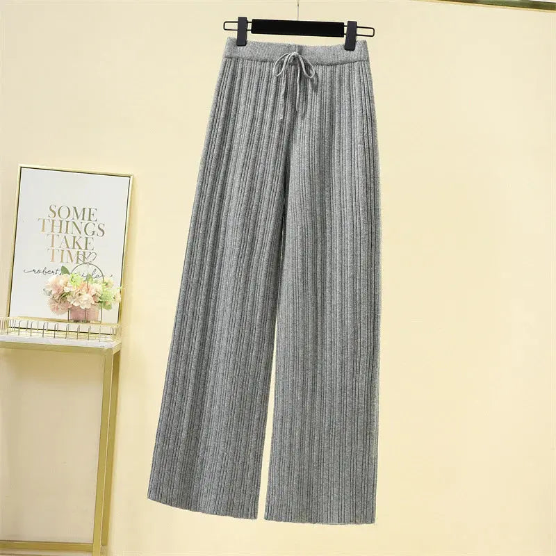 Elastic High Waist Knitted Wide-leg Trousers Angel Wishes