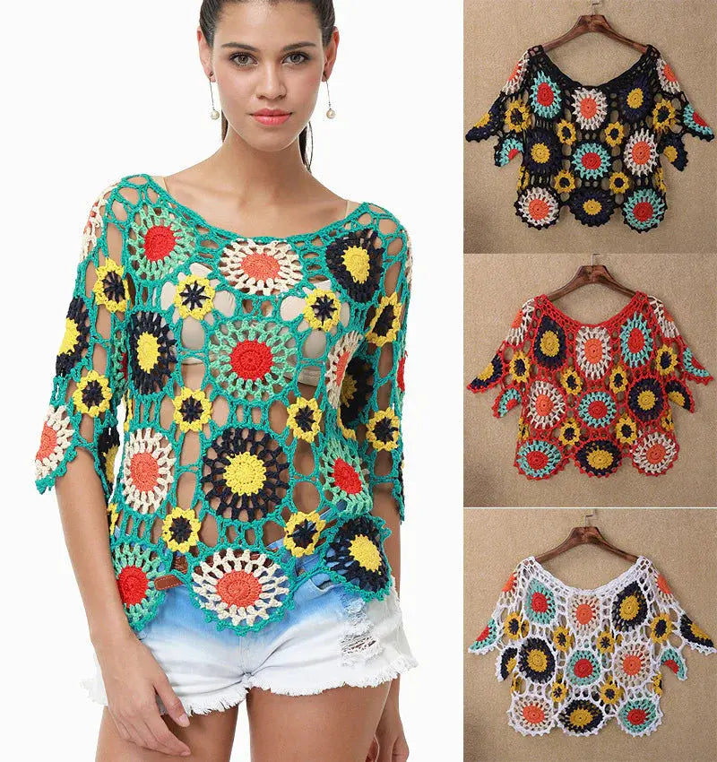 Handmade Crocheted, Hollow-out Beach Cover-up Angel Wishes