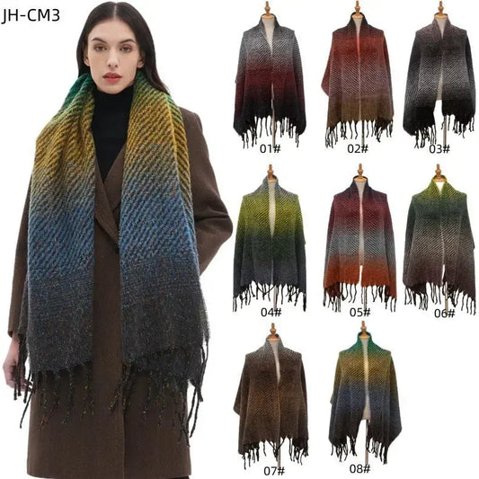 European And American Ladies Shawl Gradient Color Tassel Scarf Angel Wishes