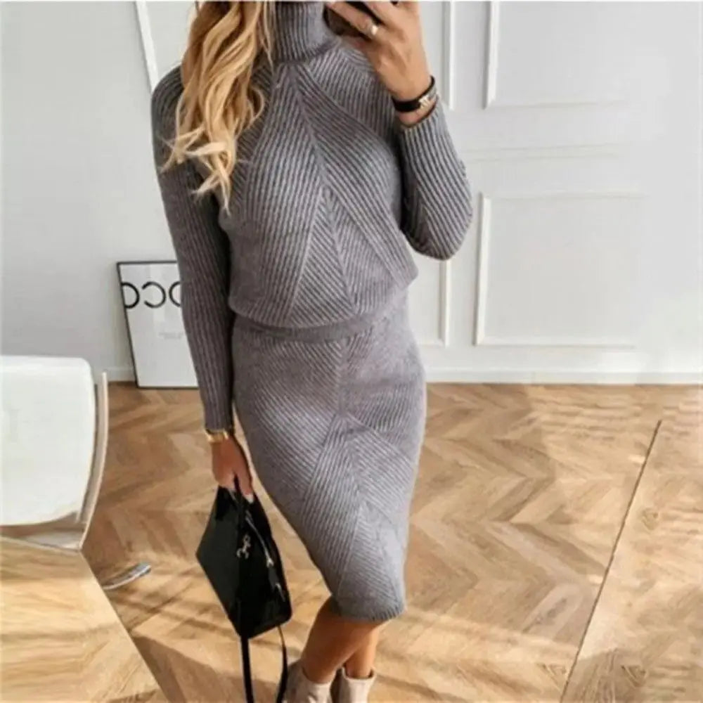 European And American Turtleneck Knitted Pullover Sweater Slim Fit Warm Skirt Angel Wishes