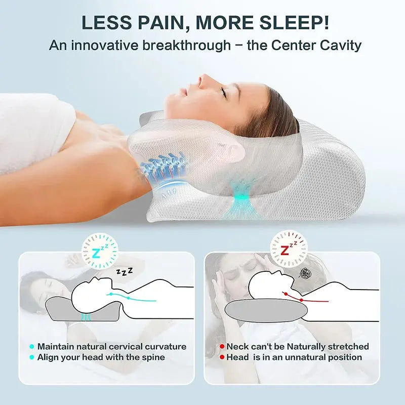 Memory Foam Cervical Pillow, 2 In 1 Ergonomic Contour Orthopedic Pillow For Neck Pain, Contoured Support Pillows,Neck Pillow Angel Wishes