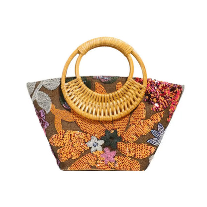 Sequin Straw High-grade Sense Niche Embroidered Bag Angel Wishes