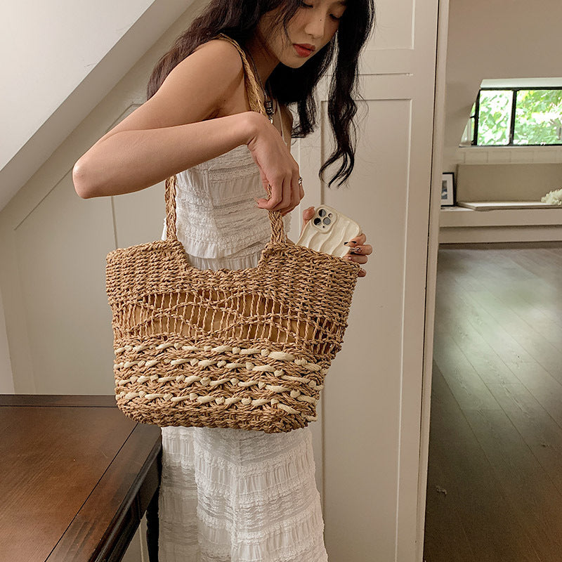 Fashion Woven Shoulder Bag Casual All-match Tote Angel Wishes