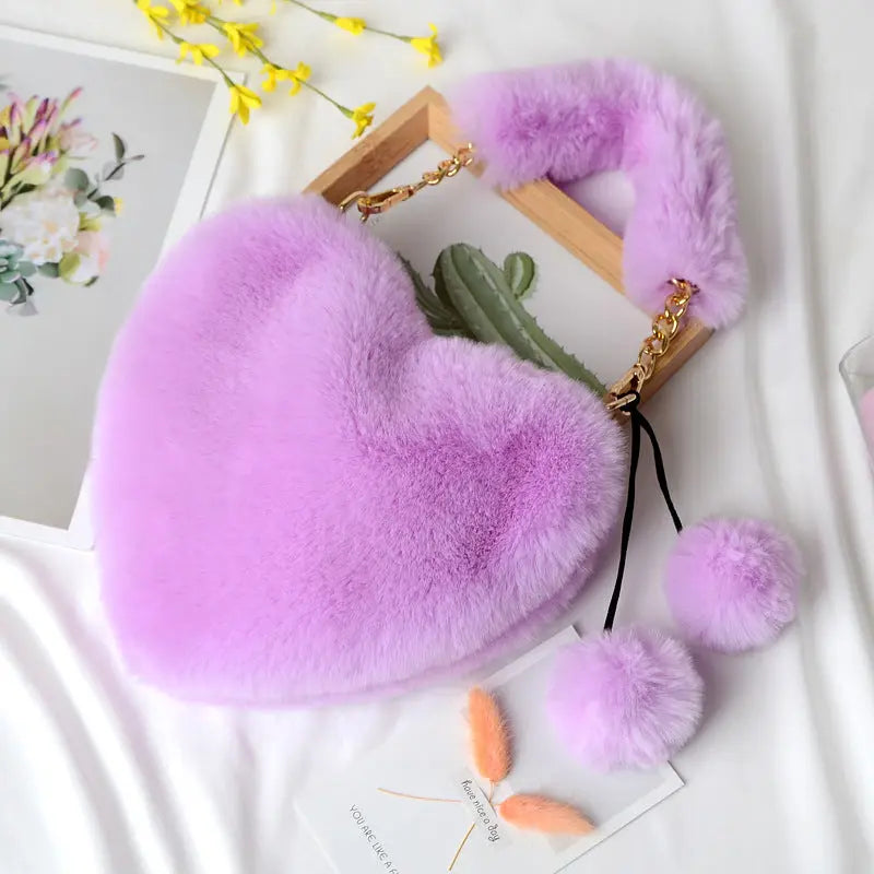 Heart-shaped Plush Handbag Angel Wishes