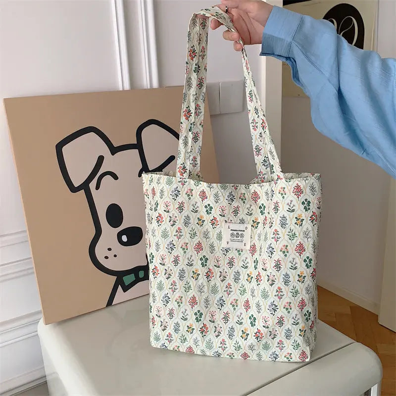Floral Canvas Tote Bag Angel Wishes