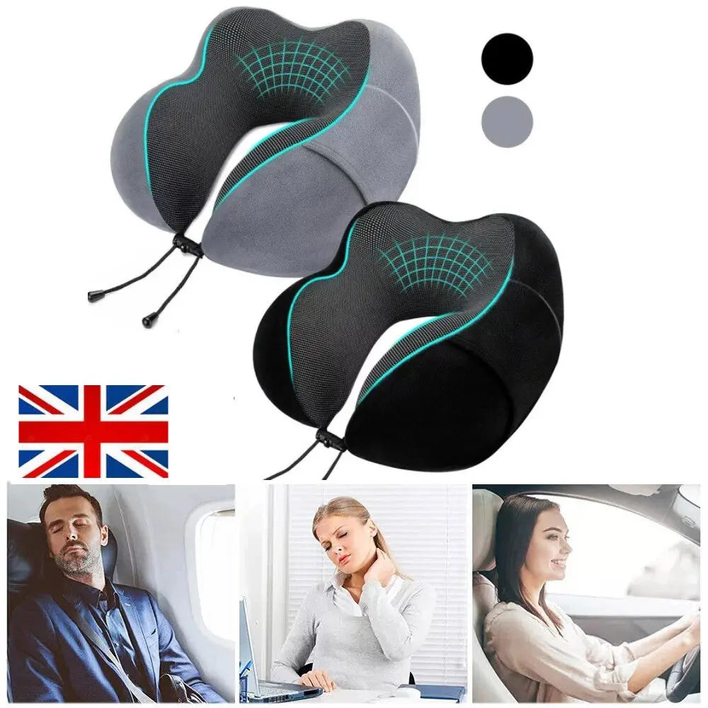 Memory Foam Travel Pillow Neck Support Cushion Without Carry Bag Ear Plugs Mask Angel Wishes