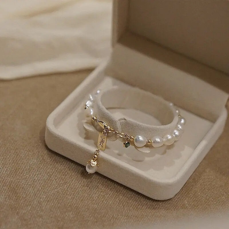 Natural Zircon Pearl Bracelet Ins Fashion Luxury Jewelry Angel Wishes