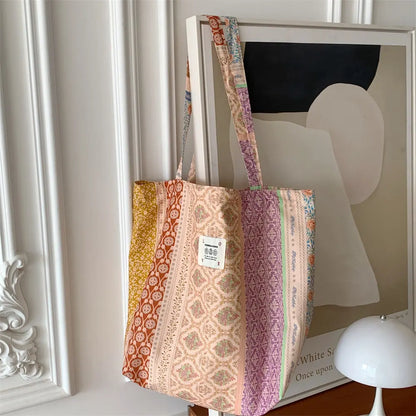 Tote Large Capacity Fashion Floral Canvas Shoulder Bag Angel Wishes