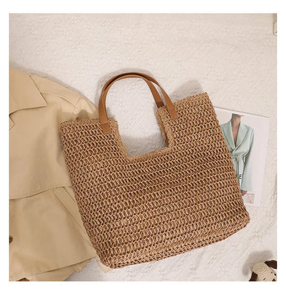 New One-shoulder Straw Simple Large Capacity Beach Bag Angel Wishes