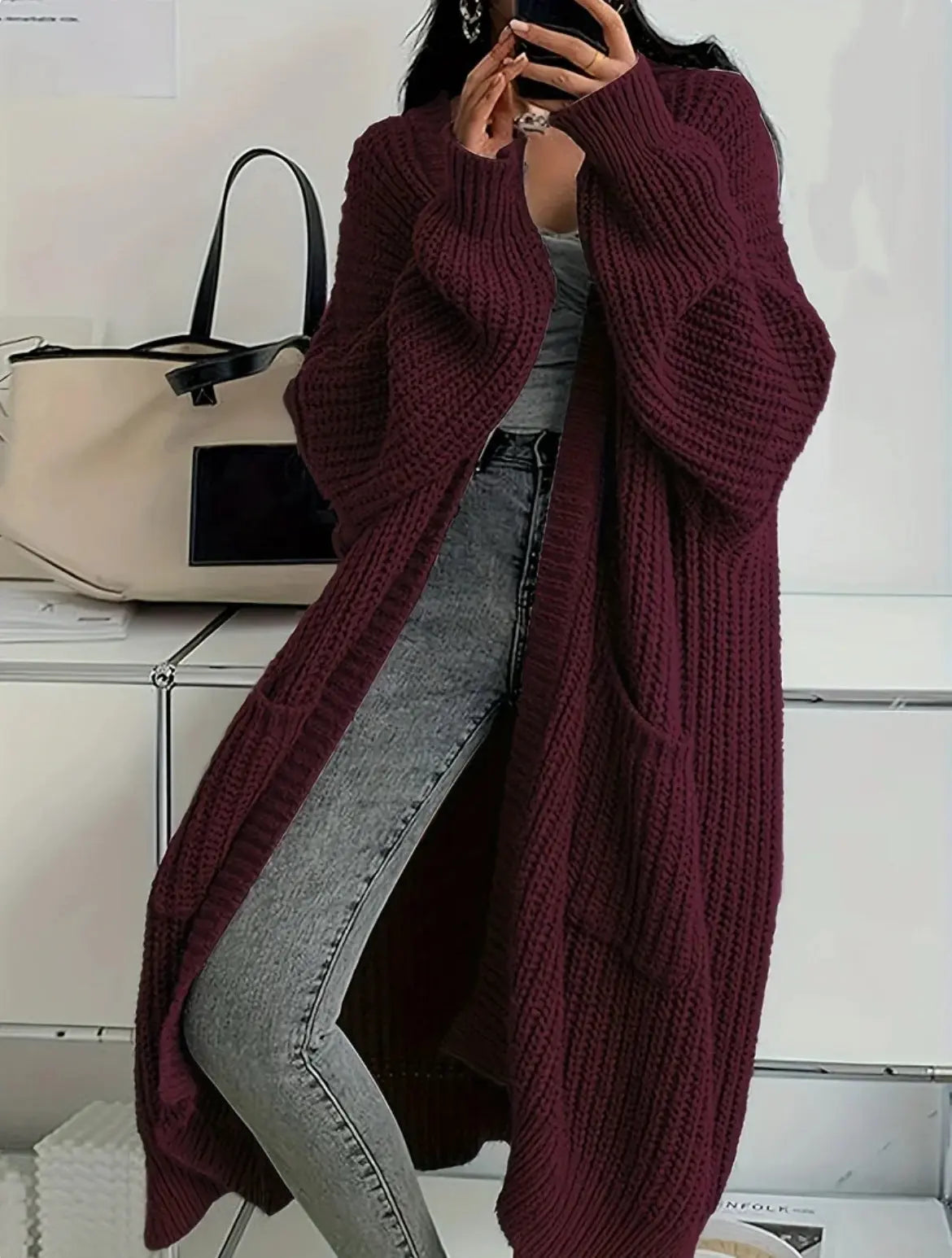 Loose Thick Knitted Cardigan Coat - Angel Wishes