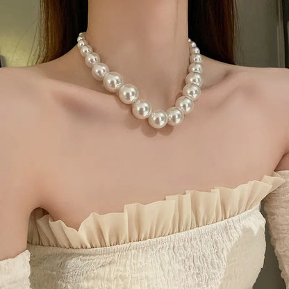 French Retro Gradient Large And Small Pearls Necklace Angel Wishes