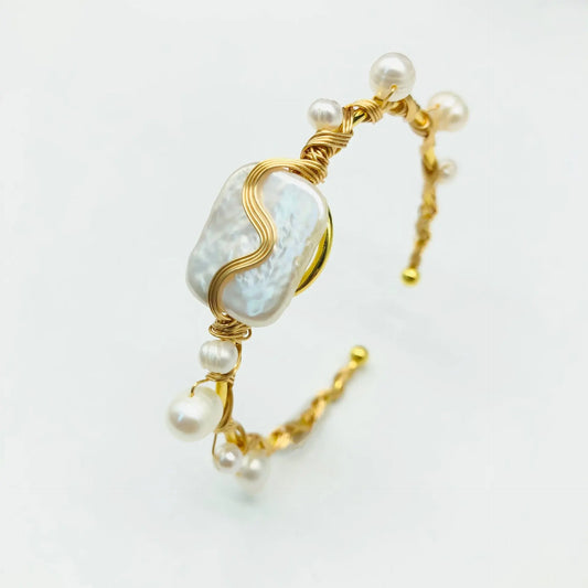 Natural Freshwater Pearl Handmade Wire-wrapped Bracelet Angel Wishes