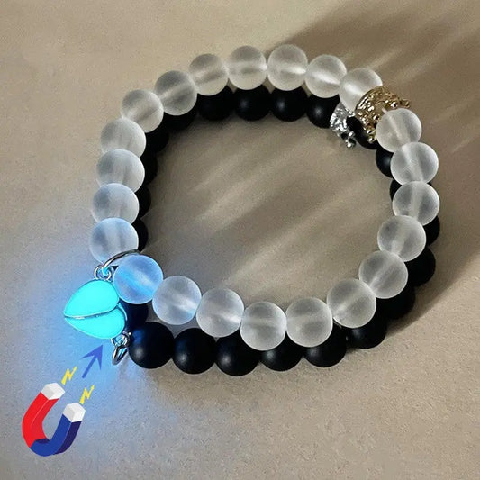 2pcs Handmade Luminou Beaded Charms Bracelet Angel Wishes