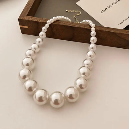 French Retro Gradient Large And Small Pearls Necklace Angel Wishes