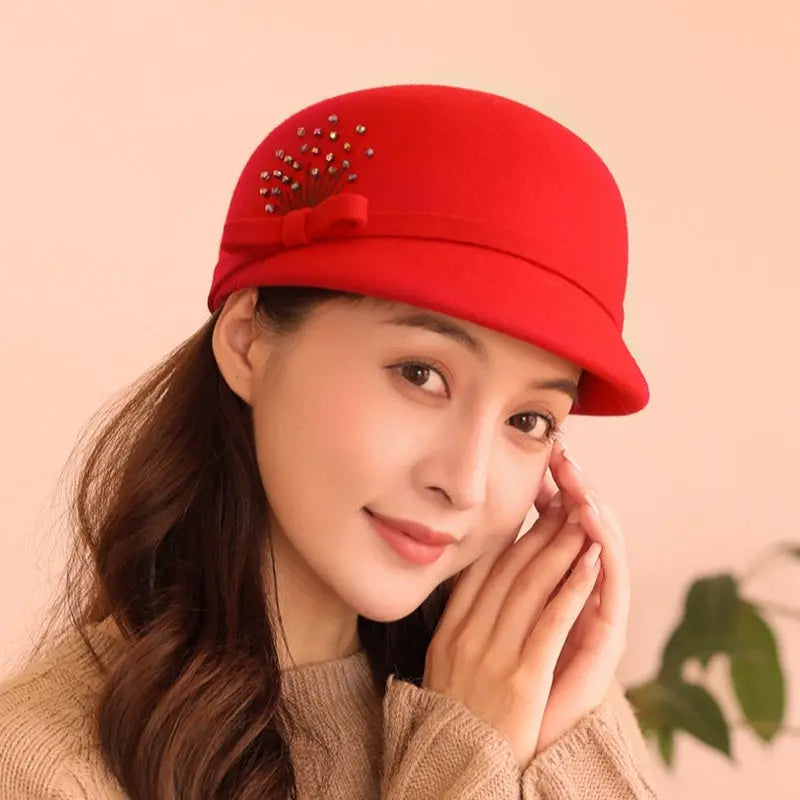 Wool Peaked Cap Casual Woolen Felt Hat Angel Wishes