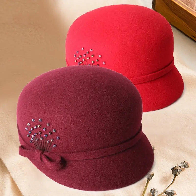 Wool Peaked Cap Casual Woolen Felt Hat Angel Wishes