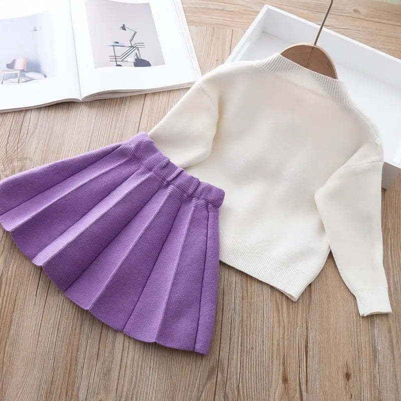 Baby girls Dress Two-piece Mink Wool Sweater Dress Angel Wishes