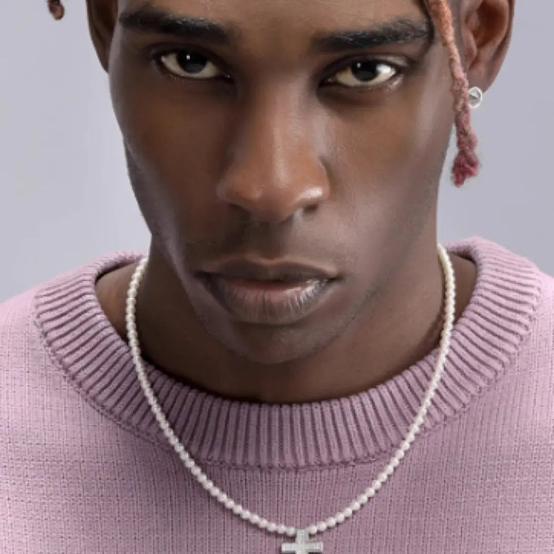 Men's Women Hip-hop Retro Pearl Necklace Angel Wishes