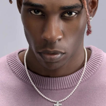 Men's Women Hip-hop Retro Pearl Necklace Angel Wishes