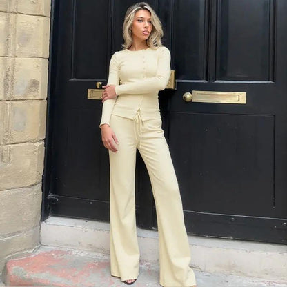 Long-sleeved Top And Trousers Two-piece Set Angel Wishes