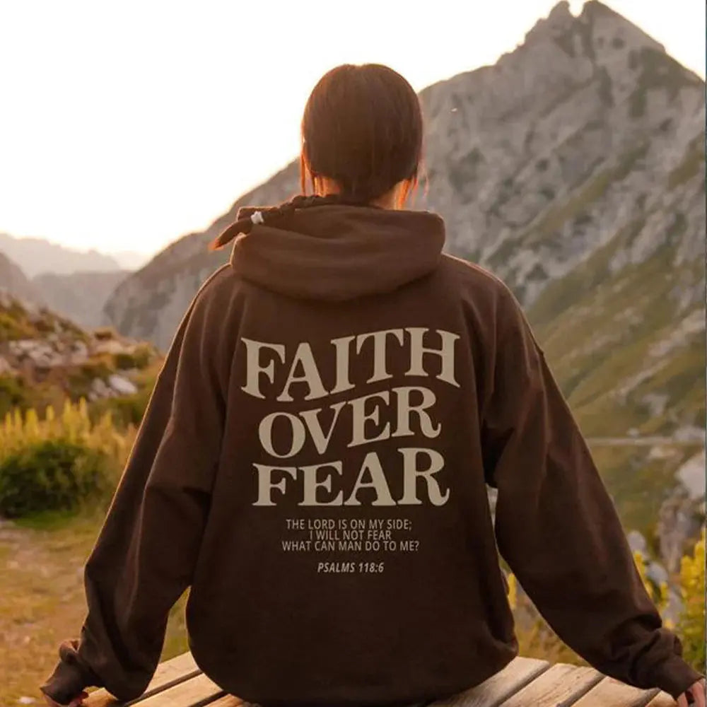 Faith Over Fear Unisex Christian Hoodie Angel Wishes