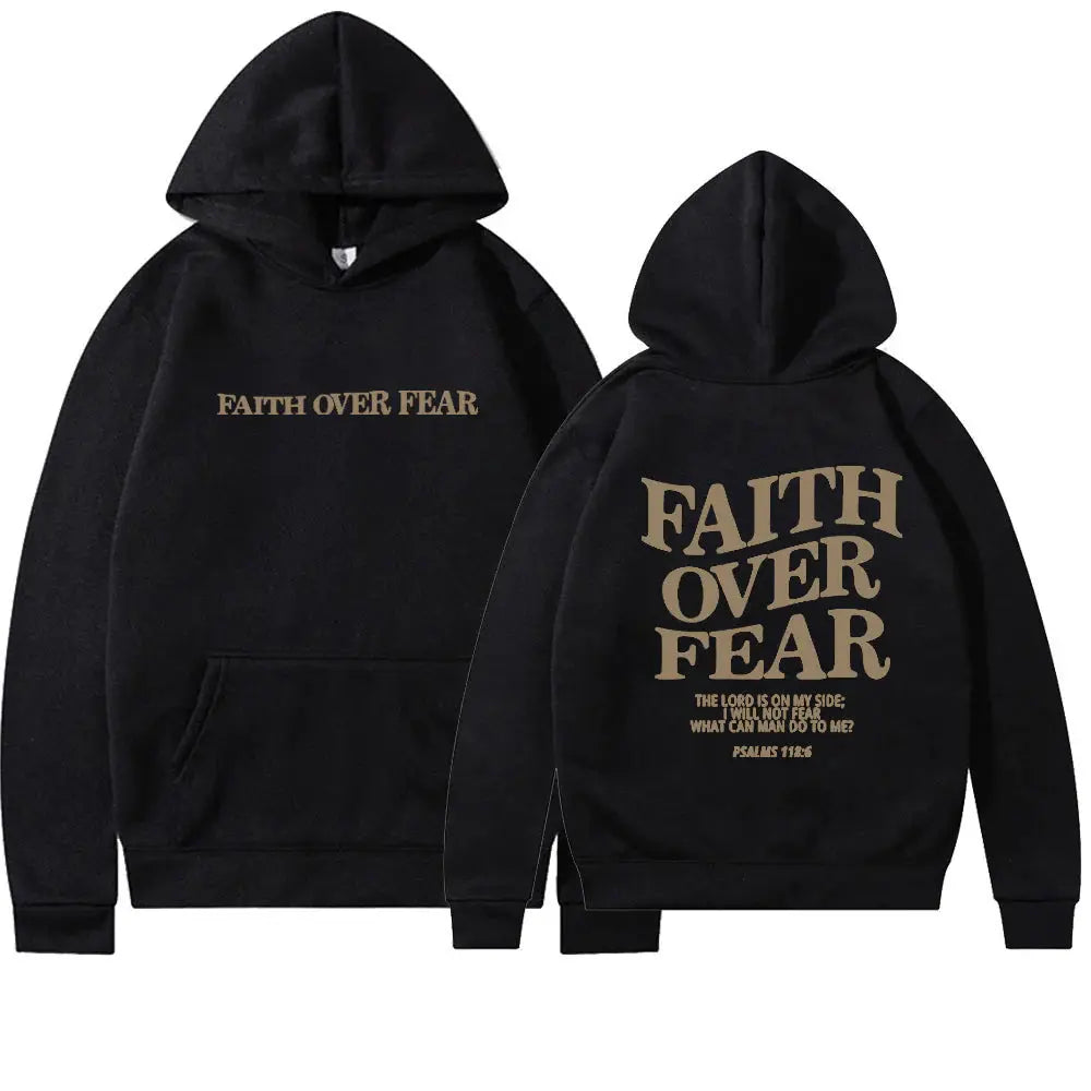 Faith Over Fear Unisex Christian Hoodie Angel Wishes