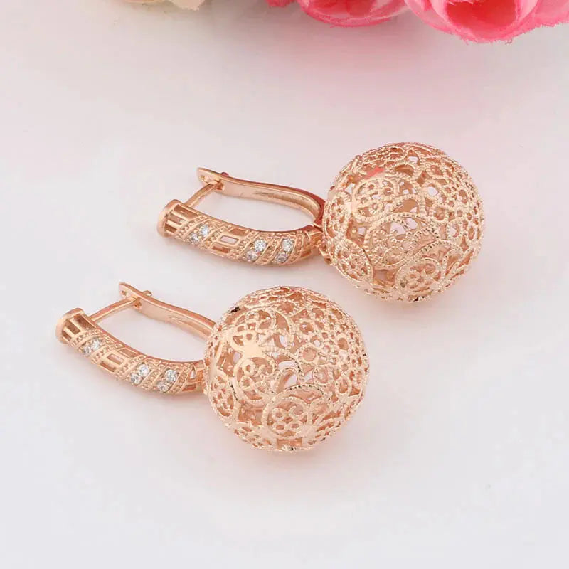 Fashion Hollow Large Spherical Earrings Angel Wishes