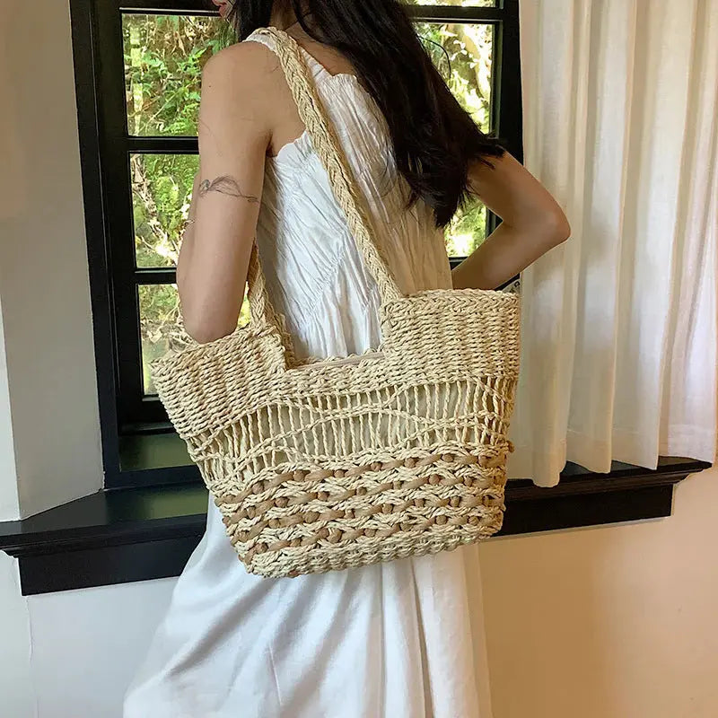 Fashion Woven Shoulder Bag Casual All-match Tote Angel Wishes