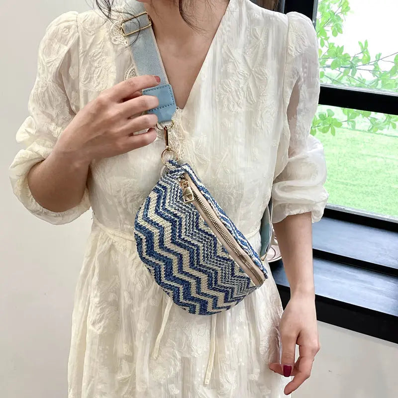 Striped Woven Women's Casual Messenger Bag Angel Wishes