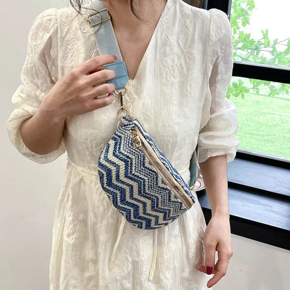 Striped Woven Women's Casual Messenger Bag Angel Wishes