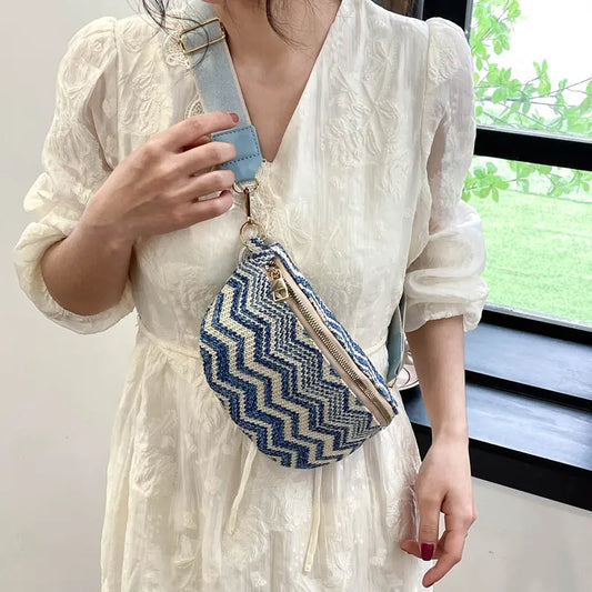 Striped Woven Women's Casual Messenger Bag Angel Wishes