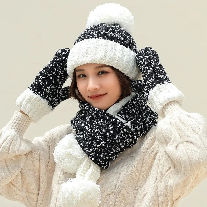 Cute Knit Hat Scarf Gloves Set Of Three Angel Wishes