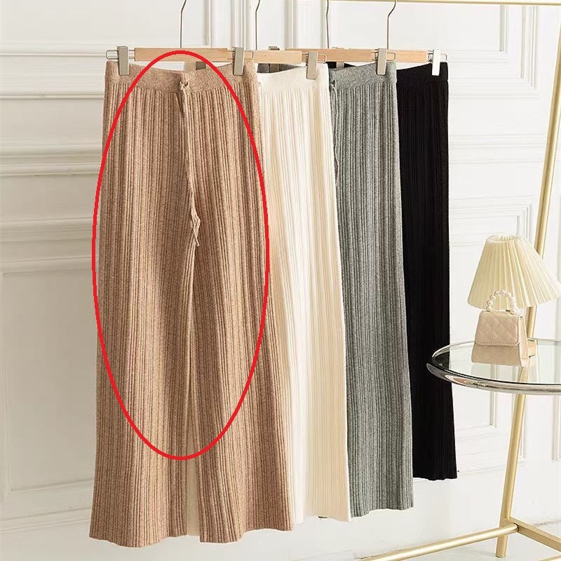 Elastic High Waist Knitted Wide-leg Trousers Angel Wishes