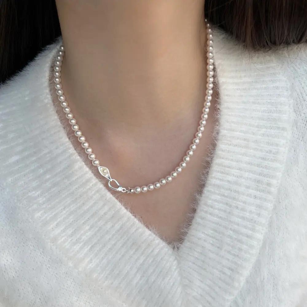 Women's Sterling Silver Necklace With Pearls Angel Wishes