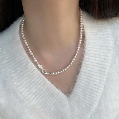 Women's Sterling Silver Necklace With Pearls Angel Wishes