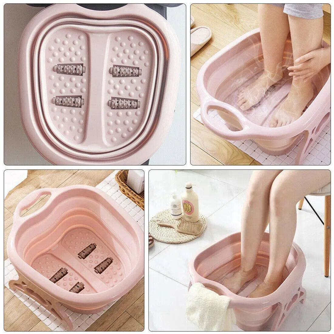 Foot Spa Pedicure Wet Bath Bubble Massage Bucket Feet Therapy Soothing Folding Angel Wishes