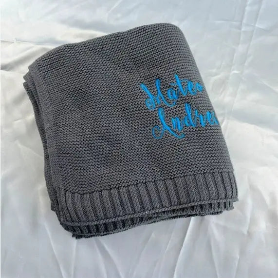 Personalized Knitted Cotton Baby Blanket Angel Wishes