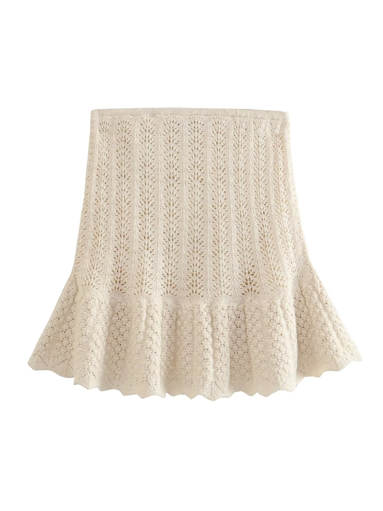 Fashionable Jacquard Mesh Knitted Top And  Mini Skirt Angel Wishes