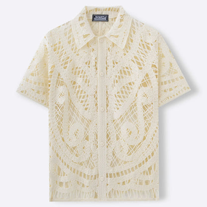 Short Sleeved Crochet Sweater for Men Angel Wishes
