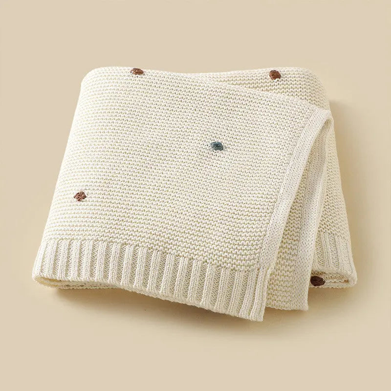 baby blanket Knitted Quilt Hand Embroidered Blanket Angel Wishes