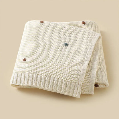 baby blanket Knitted Quilt Hand Embroidered Blanket Angel Wishes