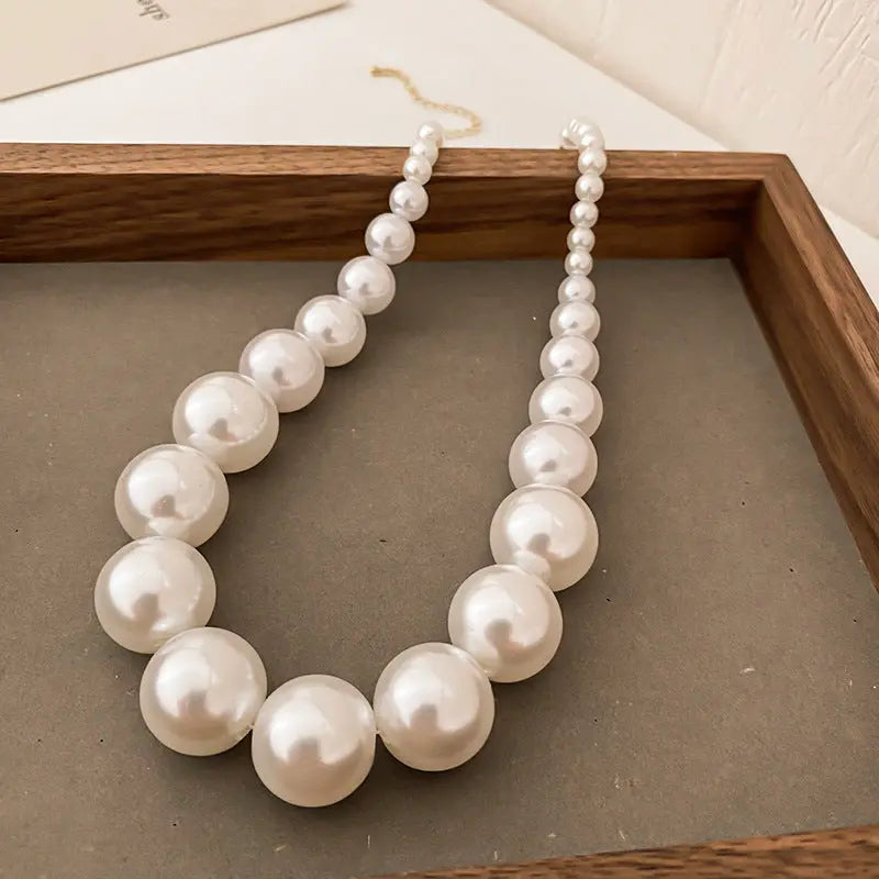 French Retro Gradient Large And Small Pearls Necklace Angel Wishes
