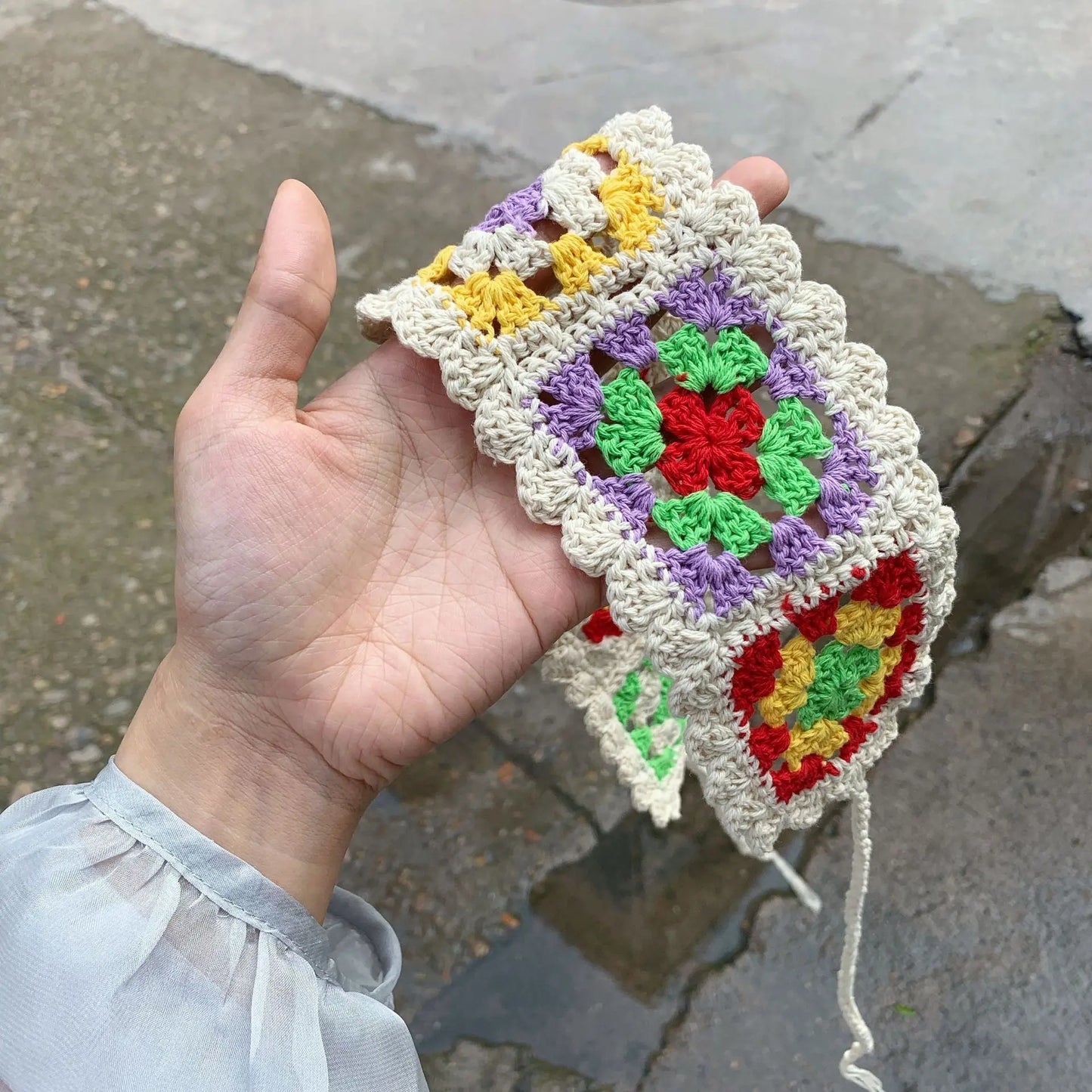 Girl's Colorful Hair Band Handmade Crochet Fashion Color Contrast Hair Accessories Cotton Braided Ear Warmer Wear Matching Headband For Women Angel Wishes