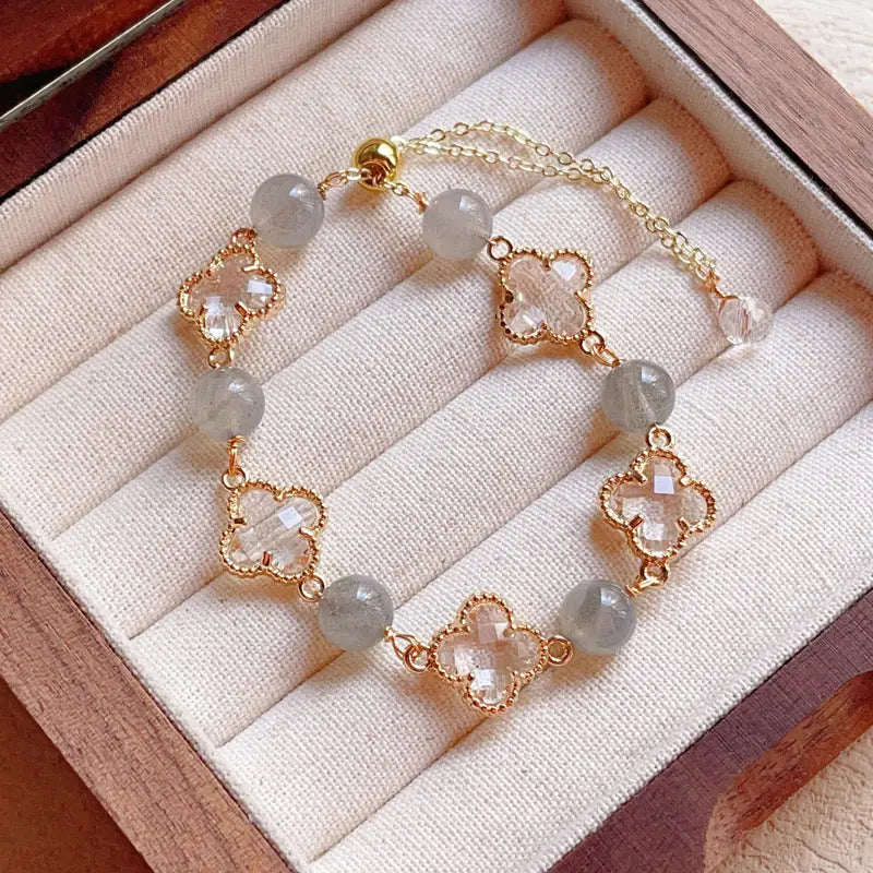 Natural Amethyst Citrine Alloy Bracelet Angel Wishes