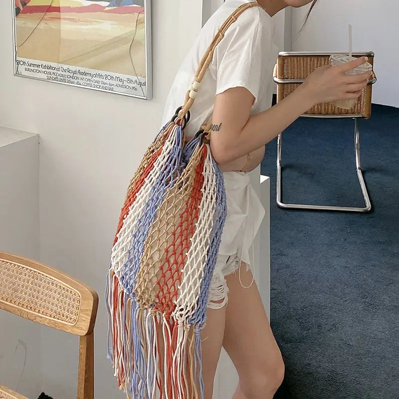 Hand-woven Single Shoulder Large Capacity Beach Resort National Romantic Angel Wishes