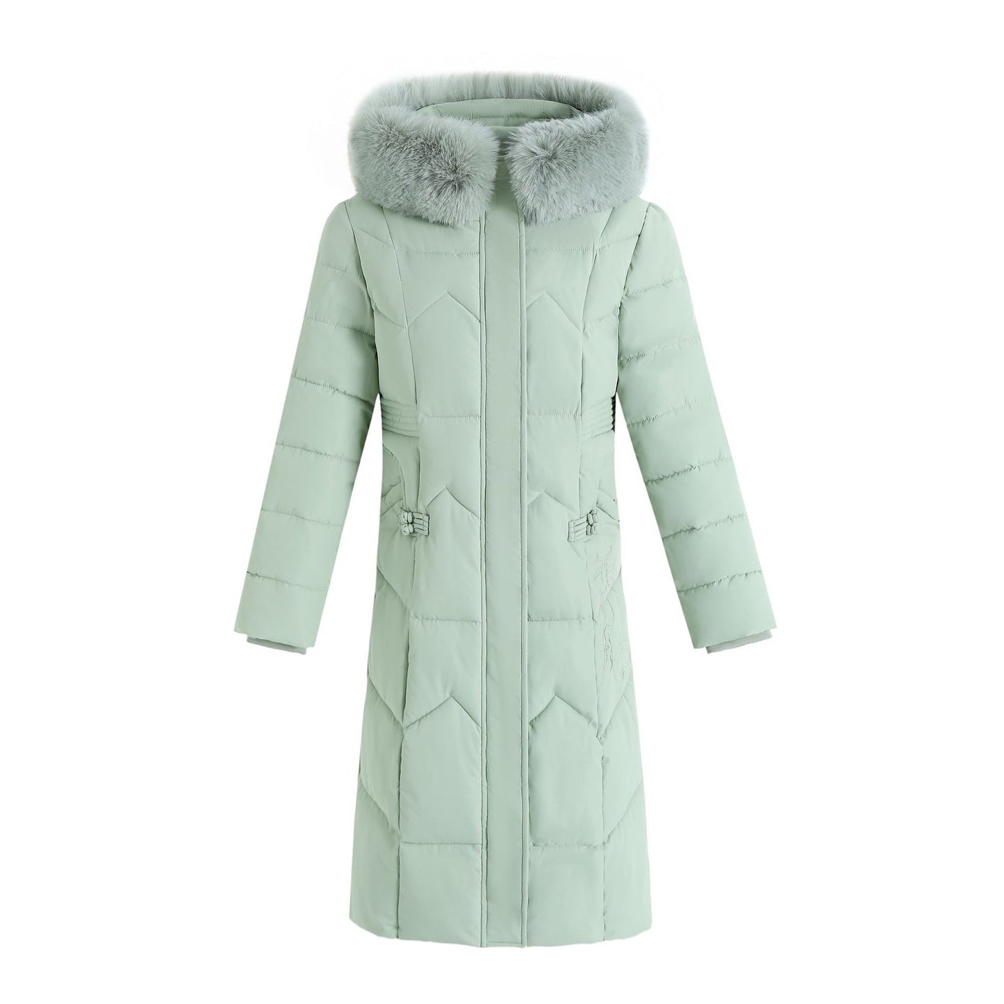 Winter Long Coat With Thickened Fur Collar Angel Wishes